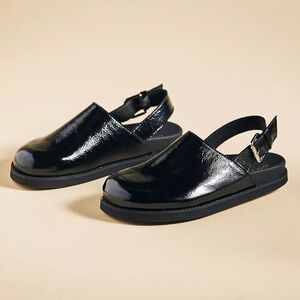 PILCRO ANTHRO black patent leather slingback clogs / size EU 40 US 9
